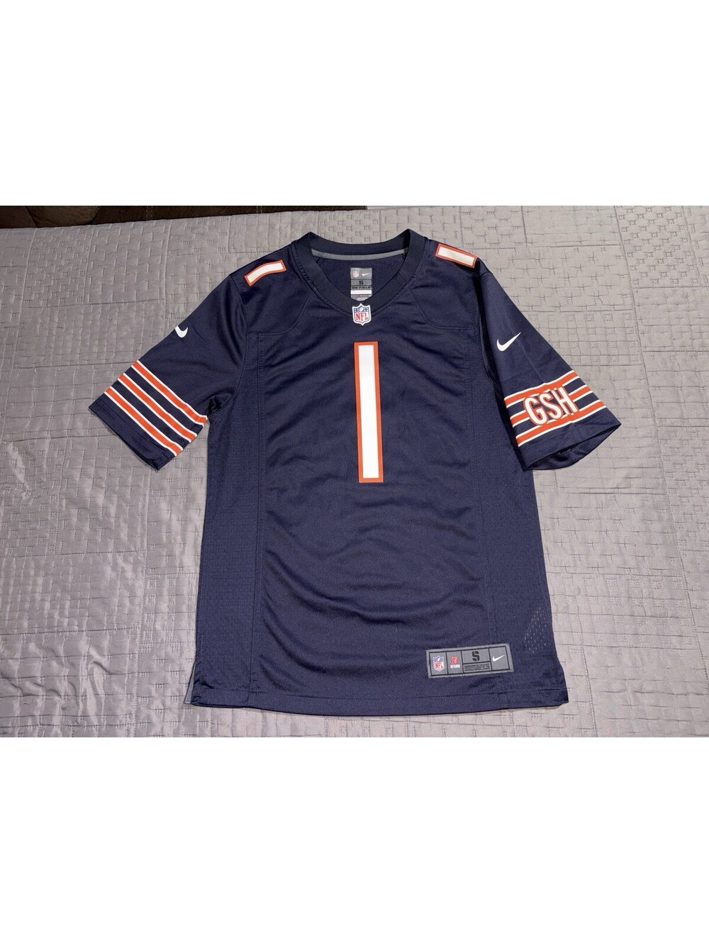 Chicago Bears Justin Fields #1 Nike NFL Football Jersey Navy Blue Men's Size S